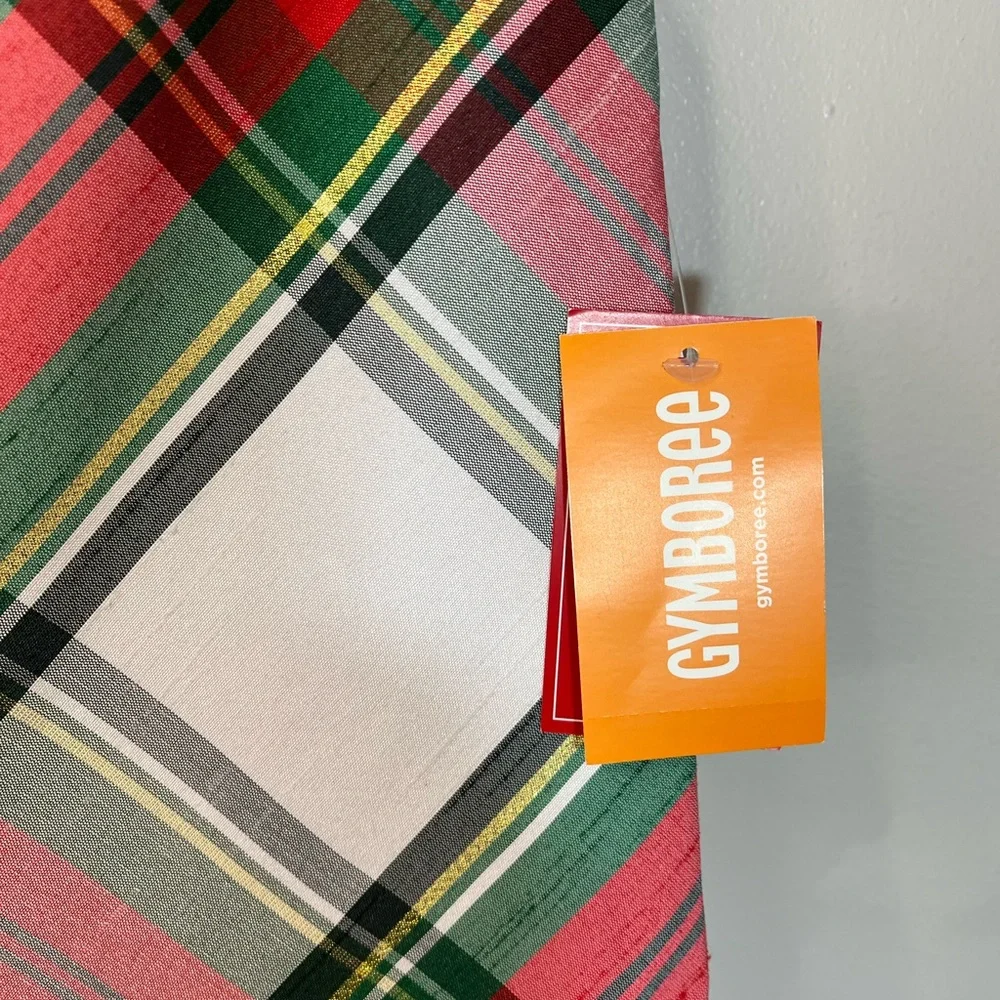 NWT Gymboree Red Green Gold Plaid Christmas Holiday Dress with Bow Girls 7